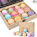 12pcs Bath Bombs Gift Set Retro Wooden Box