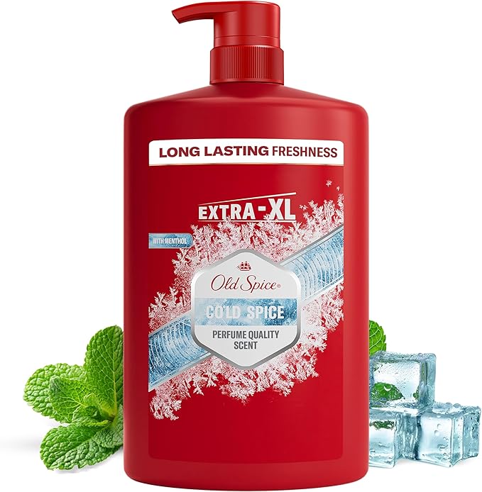 Old Spice Cold Spice Mens Shower Gel & Shampoo, Face and Body Wash for Men 1000ml Value Pack