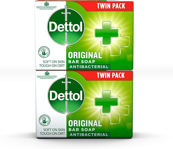 Dettol Soap, Original Antibacterial Bar, 2 Pack (100g x 2)